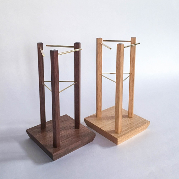 眼鏡スタンド、アクセサリースタンド（木と真鍮、メガネ置き、メガネスタンド） 7枚目の画像