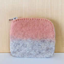 『あったかウォレット』羊毛フェルトのミニ財布 B：桃 1枚目の画像