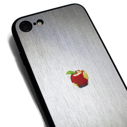 【まるで金属のようなiPhoneケース】iPhoneケースカバー（シルバー）赤リンゴ　耐衝撃 15/14/13/12~ 7枚目の画像