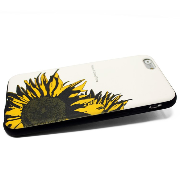iphone6ケース / iphone6sケース（4.7寸用）レザーケースカバー（オフホワイト）ひまわり向日葵 3枚目の画像