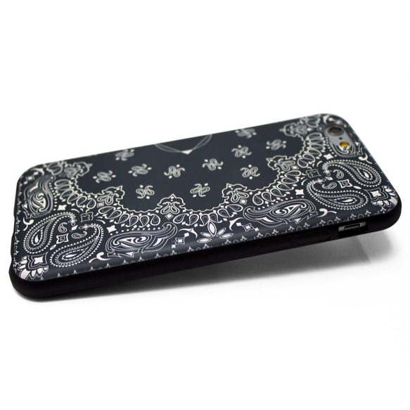 iphone6ケース / iphone6sケース（4.7寸用）レザーケースカバー（ペイズリー×ブラック）paisley 2枚目の画像