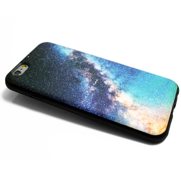 iphone6ケース / iphone6sケース（4.7寸用）レザーケースカバー（天の川×ブラック）夜空 3枚目の画像