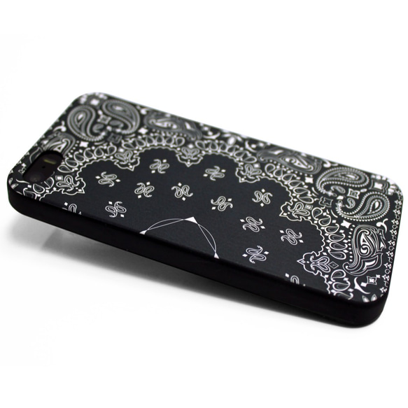 iphone5 / iphone5s / iphoneSE レザーケースカバー（ペイズリー×ブラック）paisley 3枚目の画像