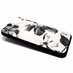 iphone6ケース / iphone6sケース（4.7寸用）レザーケースカバー（花柄×ブラック）ホワイトフラワー 3枚目の画像