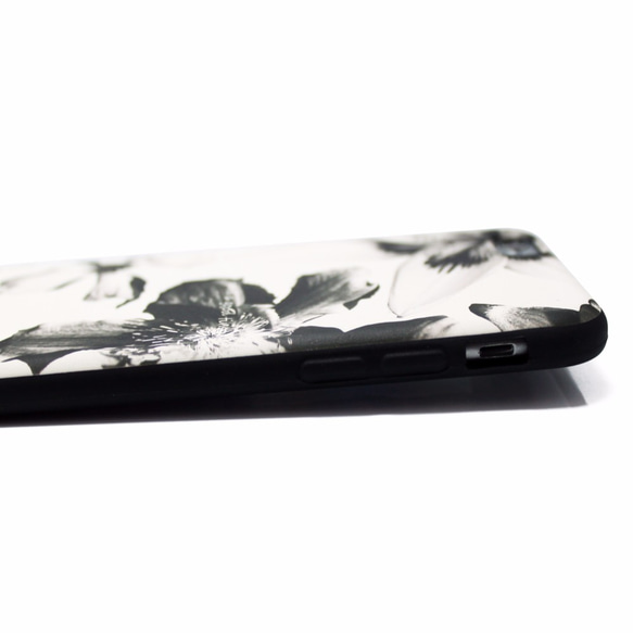 iphone6ケース / iphone6sケース（4.7寸用）レザーケースカバー（花柄×ブラック）ホワイトフラワー 4枚目の画像