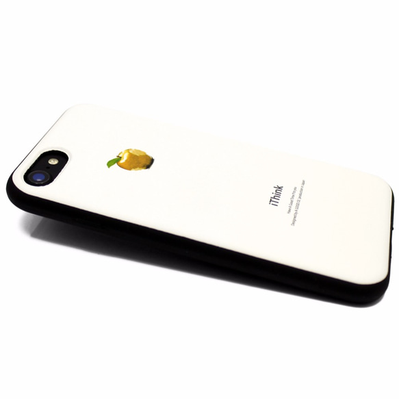 iPhone7/iPhone8/iPhoneSE2/iPhoneSE3 レザーケースカバー（オフホワイト）黄金のリンゴ 3枚目の画像