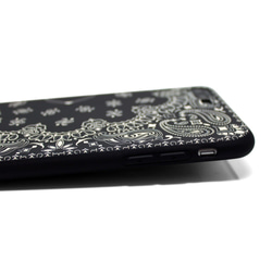 iphone7plusケース/iphone8plusカバー用　レザーケースカバー（ペイズリー×ブラック）paisley 4枚目の画像