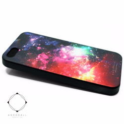 iphone5 / iphone5s ケース / iphoneSEレザーケースカバー　（宇宙柄×ブラック）ギャラクシー 1枚目の画像