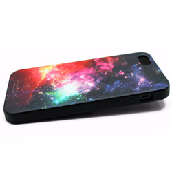 iphone5 / iphone5s ケース / iphoneSEレザーケースカバー　（宇宙柄×ブラック）ギャラクシー 2枚目の画像