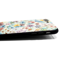 iphone7plusケース / iphone8plusカバー レザーケースカバー（花柄×ブラック）ワイルドフラワー 4枚目の画像