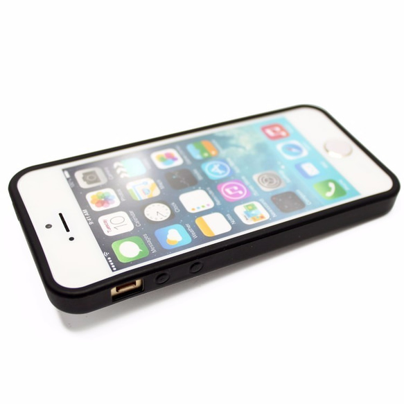 iphone5/iphone5s/iphoneSEケース☆軽量レザーケースカバー（花柄×ブラック）ワイルドフラワー 5枚目の画像