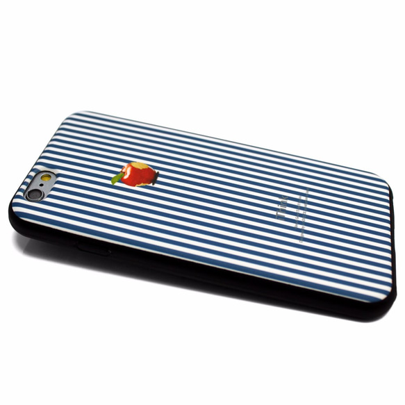iphone6ケース/iphone6sケース（4.7寸用）レザーケースカバー（ロンドンストライプ）赤リンゴ 3枚目の画像
