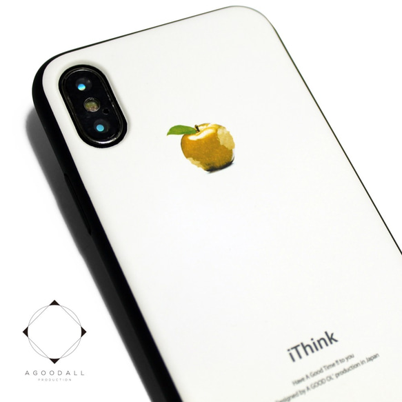 iphoneXケース / iphoneXsケース　レザーケースカバー（オフホワイト）黄金のリンゴ X / Xs 1枚目の画像