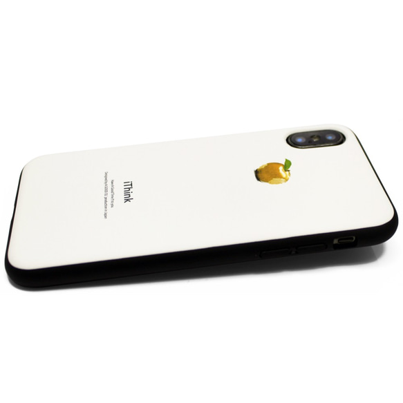 iphoneXケース / iphoneXsケース　レザーケースカバー（オフホワイト）黄金のリンゴ X / Xs 2枚目の画像