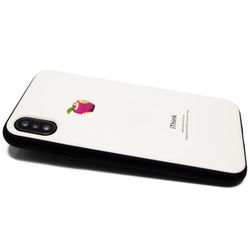 iphoneXケース / iphoneXsケース レザーケースカバー（オフホワイト）ピンクリンゴ X / Xs 3枚目の画像