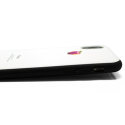 iphoneXケース / iphoneXsケース レザーケースカバー（オフホワイト）ピンクリンゴ X / Xs 4枚目の画像