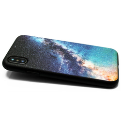 iphoneXケース / iphoneXsケース レザーケースカバー（天の川×ブラック）夜空 星柄 X / Xs 3枚目の画像