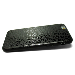 iphone6ケース / iphone6sケース 特殊グロス加工 レザーケースカバー（レオパード×ブラック） 2枚目の画像