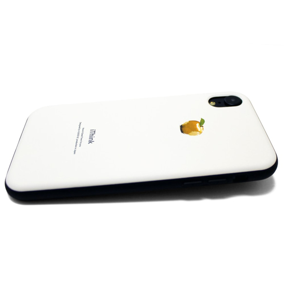iphoneXRケース / iphoneXRカバー レザーケースカバー（オフホワイト）黄金のリンゴ　シンプル XR 2枚目の画像