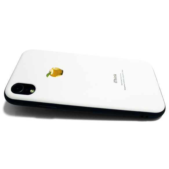 iphoneXRケース / iphoneXRカバー レザーケースカバー（オフホワイト）黄金のリンゴ　シンプル XR 3枚目の画像
