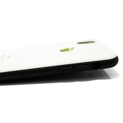 iphoneXRケース / iphoneXRカバー レザーケースカバー（オフホワイト）青リンゴ　シンプル　XR 4枚目の画像