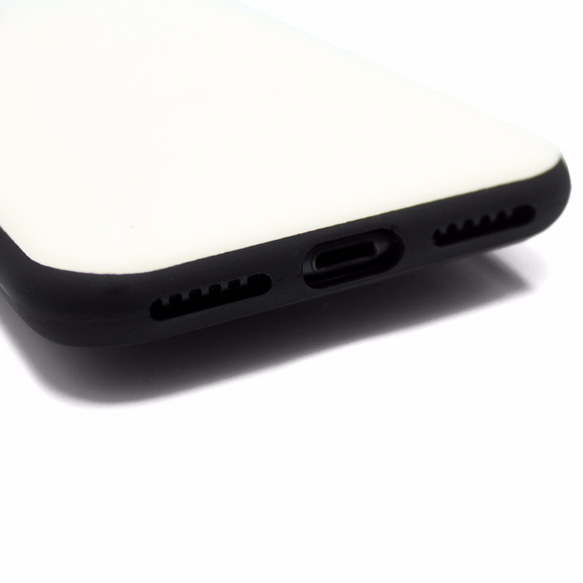 iphoneXRケース / iphoneXRカバー レザーケースカバー（オフホワイト）青リンゴ　シンプル　XR 6枚目の画像