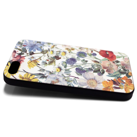 iphone5/iphone5s/iphoneSEケース☆軽量レザーケースカバー（花柄×ブラック）ヴィンテージフラワー 3枚目の画像