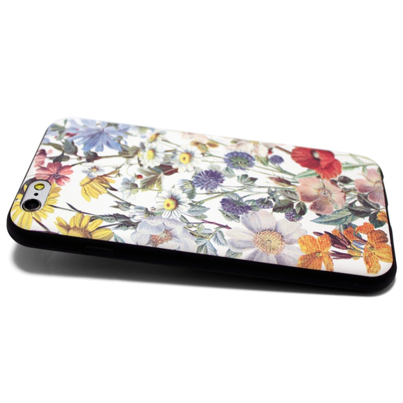 iphone6ケース / iphone6sケース（4.7寸用）レザーケースカバー（花柄×ブラック）ヴィンテージフラワー 3枚目の画像