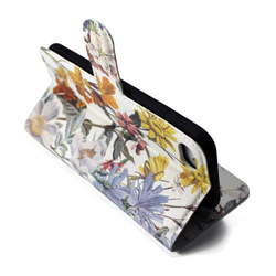 【両面デザイン】 iphoneケース 手帳型 レザーケースカバー（花柄）ヴィンテージフラワー ボタニカル11/SE3~ 6枚目の画像