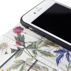 【両面デザイン】 iphoneケース 手帳型 レザーケースカバー（花柄）ヴィンテージフラワー ボタニカル11/SE3~ 7枚目の画像