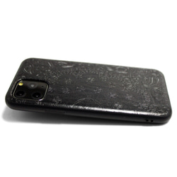 【iPhone16pro/15/14/13/13mini/12~】特殊エンボス加工レザーケースカバーペイズリー×ブラック 15枚目の画像