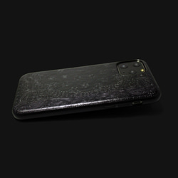 【iPhone16pro/15/14/13/13mini/12~】特殊エンボス加工レザーケースカバーペイズリー×ブラック 20枚目の画像