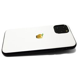 【iPhone15/14pro/13/13mini/12/11】レザーケースカバー（オフホワイト）黄金のリンゴ　シンプル 2枚目の画像