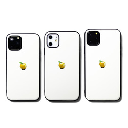 【iPhone15/14pro/13/13mini/12/11】レザーケースカバー（オフホワイト）黄金のリンゴ　シンプル 4枚目の画像