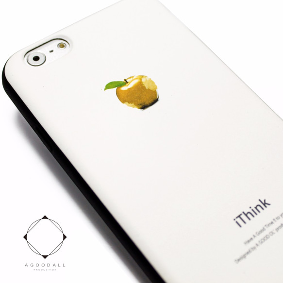 iphone6plus / 6splusケース（5.5寸用）☆レザーケースカバー（オフホワイト×ブラック）黄金のリンゴ 1枚目の画像