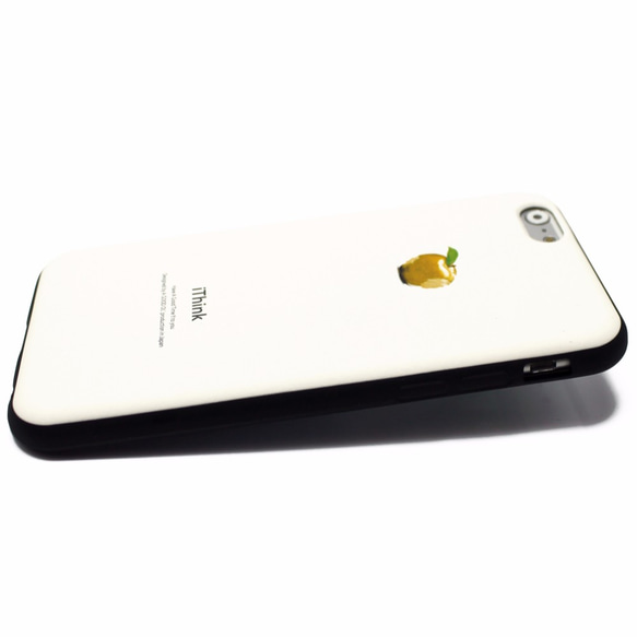 iphone6plus / 6splusケース（5.5寸用）☆レザーケースカバー（オフホワイト×ブラック）黄金のリンゴ 2枚目の画像