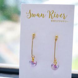 【Swan River】美國琉璃珠耳環(紫色) 第2張的照片