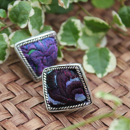 中国貴州省ミャオ族の古刺繍ミャオ銀リングNo.2 指輪・リング