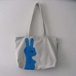 [不高興的兔子] 帆布托特包 a unhappy rabbit bag [booboohug*布布抱抱夢中動物園] 1枚目の画像