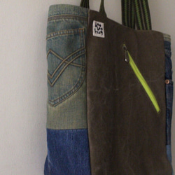 パッケージリメイクデニムパッチワークトート大きな袋を縫い付けるの中古ジーンズ[booboohug] 4枚目の画像