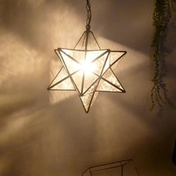 【ＬＥＤ】モザイク立体星ランプ☆昭和レトロ型ガラス(直径30ｃｍ） 2枚目の画像