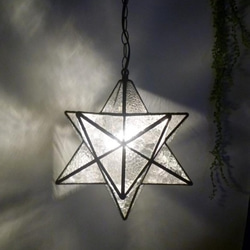 【ＬＥＤ】モザイク立体星ランプ☆昭和レトロ型ガラス(直径30ｃｍ） 3枚目の画像