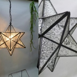 【ＬＥＤ】モザイク立体星ランプ☆昭和レトロ型ガラス(直径30ｃｍ） 4枚目の画像