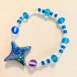 Watercolor blue bling bling star bracelet/スターハンド 第1張的照片