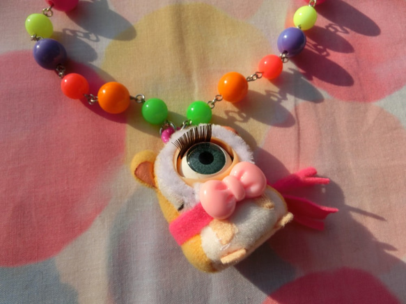 河合原宿ファッションモンスターの目のハムスターカラフルなネックレス 3枚目の画像