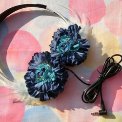 Elegant Classic Blue Flower Faiytales Music DJ Headphone 第1張的照片