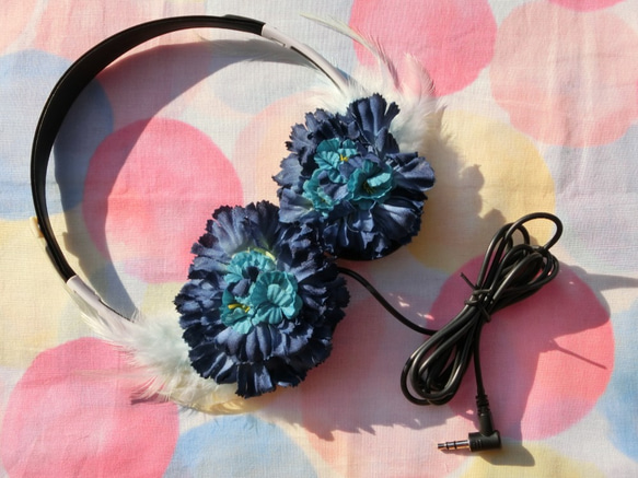 Elegant Classic Blue Flower Faiytales Music DJ Headphone 第1張的照片