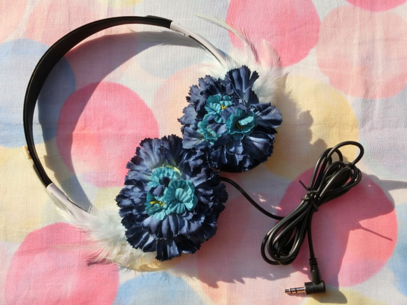 Elegant Classic Blue Flower Faiytales Music DJ Headphone 第4張的照片