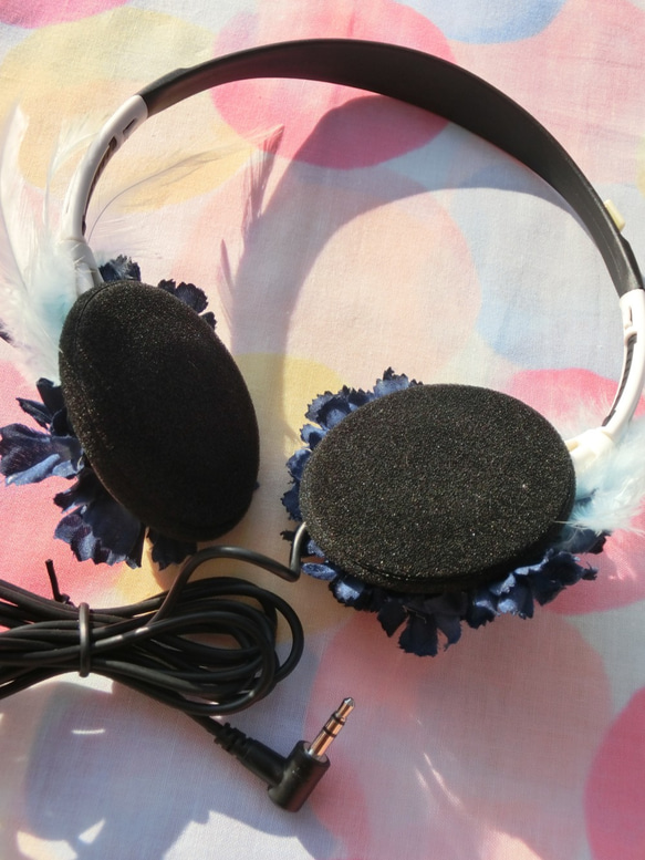 Elegant Classic Blue Flower Faiytales Music DJ Headphone 第7張的照片