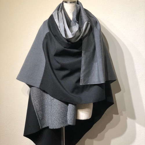 大判 ストール ドッキング グレー / ライトグレー / チャコールグレー